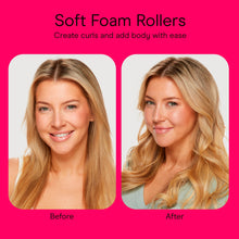 Load image into Gallery viewer, Conair Foam Self-Fastening Rollers, Assorted Sizes, Zipper Case, Neon Colors, 48 Count
