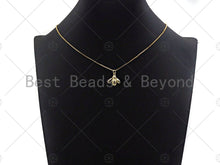 Load image into Gallery viewer, Bee Shape Pendant/Charm, Bee Cubic Zirconia Pendant, Silver/Gold Tone,15x16mm,Sku#L317