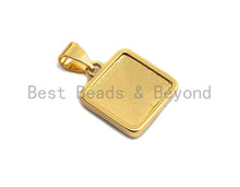 Load image into Gallery viewer, Enamel Colored Star on Square Pendant, CZ Micro Pave Oil Drop Square pendant, Enamel Jewelry,13x15mm,sku#F941