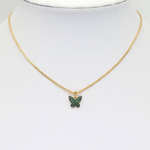 Load image into Gallery viewer, Colorful CZ Gold Butterfly Charm, Sku#LD418