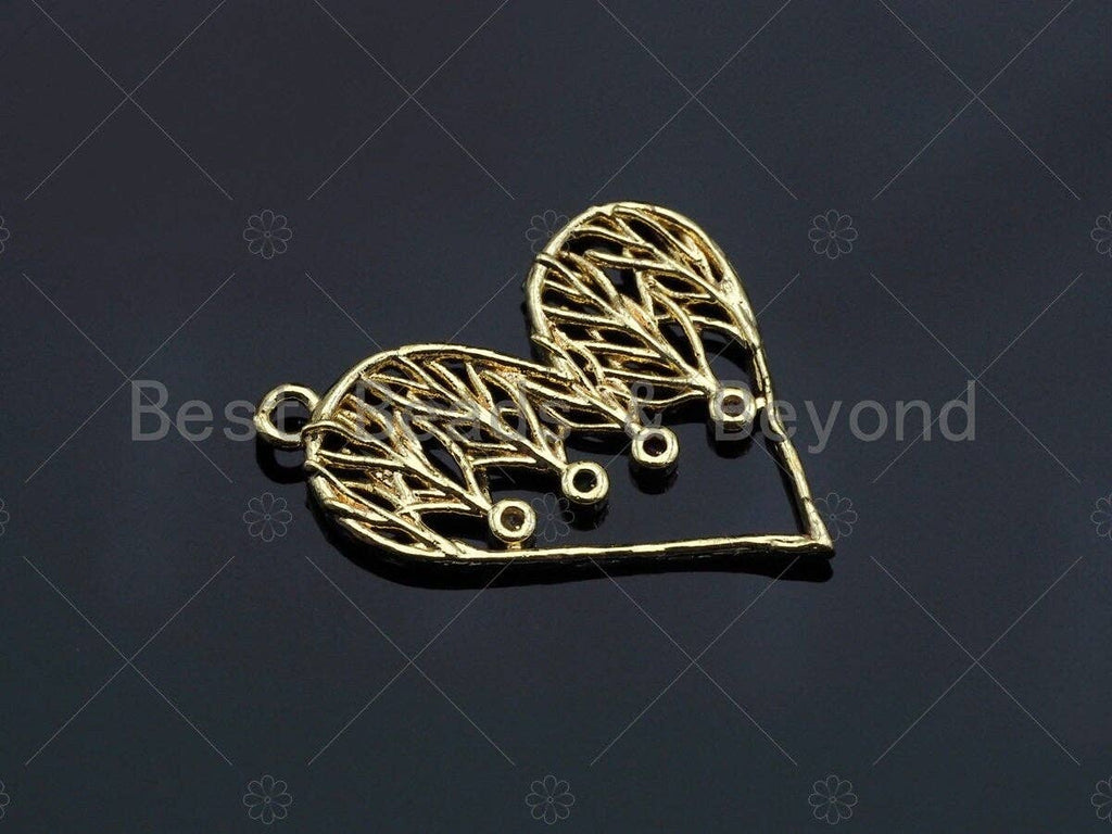 Filigree Colored Stone Gold Lacy Heart/Drop Charm, Brushed Gold Twisted Wire Charm Pendants for Earrings necklace making, sku#CP02