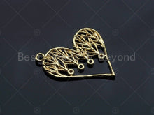 Load image into Gallery viewer, Filigree Colored Stone Gold Lacy Heart/Drop Charm, Brushed Gold Twisted Wire Charm Pendants for Earrings necklace making, sku#CP02