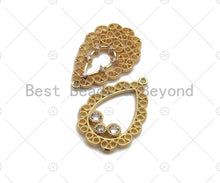 Load image into Gallery viewer, Filigree Gold Lacy Charm, Teardrop/heart/oval/Quatrefoil Brushed Gold Twisted Wire Charm Pendants for Earrings necklace making, sku#CP14