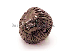 Load image into Gallery viewer, CZ Micro Pave 13mm Lion Head Animal Beads,CZ Spacer Beads in Gold Black Silver Rose Gold Finish,Men's Jewelry Findings, 1pc/2pcs sku#G175