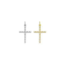 Load image into Gallery viewer, White Pearl Gold Silver Cross Shape Charm Pendant, Sku#LX740