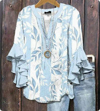Load image into Gallery viewer, V-neck Fashion Lotus Edge T-shirt Women's Top
