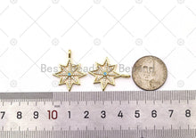 Load image into Gallery viewer, CZ Micro Pave North Star Shape Pendant, 18K Gold Filled Star Charm, Necklace Bracelet Charm Pendant, 25x21mm,Sku#LK496