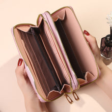 Load image into Gallery viewer, Women's Large Capacity Double Zipper Long Wallet – Quilted PVC Bifold Purse