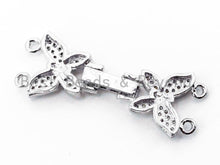 Load image into Gallery viewer, CZ Micro Pave Butterfly Fold-over 2 strands Clasp for necklace/bracelet, Pave Clasp, 35x12mm, sku#K36
