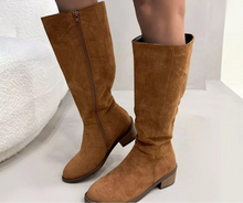 Load image into Gallery viewer, Women's Suede Knee-High Boots | Side Zipper Mid-Heel | Knee High Boots for Women