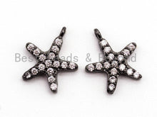 Load image into Gallery viewer, CZ Micro Pave Small Starfish Pendant/Charm, Cubic Zirconia Pendant in Gold Rose gold Black Silver, Fashion Jewelry Findings, 9x10mm, sku#B77