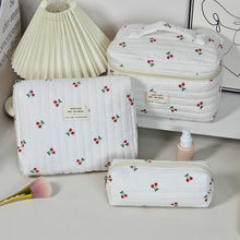 Load image into Gallery viewer, Large Capacity Cherry Print Makeup Storage Bag - Portable Cosmetic Organizer
