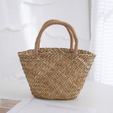 Load image into Gallery viewer, Women's Handwoven Mitsuba Grass Tote Bag – Natural Straw Weave Shell Handbag