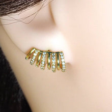 Load image into Gallery viewer, Gold Silver Swirl Huggie Shape Stud Earrings, Sku#B348