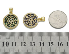 Load image into Gallery viewer, Floral Star of David On Round Coin Gemstone Charm, Sku#LX113