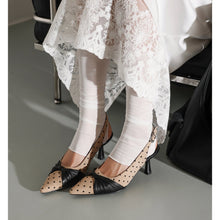 Load image into Gallery viewer, Women's Polka Dot Slingback Pumps | Pointed Toe Genuine Lambskin Heels