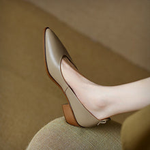 Load image into Gallery viewer, Women's Sheepskin Chunky Heel Slip-On Shoes | Pointed Toe Low Heels