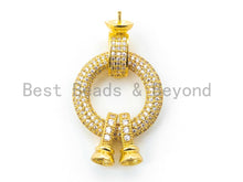 Load image into Gallery viewer, Large CZ Micro Pave Focal Clasp, 3-way Connector Clasp for jewelry Making, Gold Silver Focal Pendant Clasp, 38mm, sku#L156