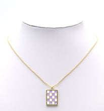 Load image into Gallery viewer, Enamel Checkboard Rectangle Pendant, Sku#F1517