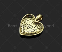 Load image into Gallery viewer, Colorful CZ Micro Pave Love Word On Heart Shape Pendant, 18K Gold Filled Heart Charm, Necklace Bracelet Charm Pendant,25x24mm,Sku#LD105
