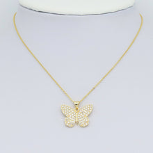 Load image into Gallery viewer, Gold Clear CZ Butterfly Charm Pendant, Sku#LX694