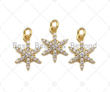 Load image into Gallery viewer, CZ Micro Pave Snowflake Charm/Pendant, Snowflake Shape Charm, Pave Pendant, Gold plated charm,12x16mm, Sku#LK111