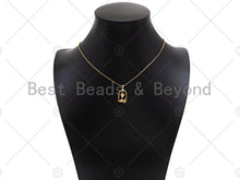 Load image into Gallery viewer, CZ Micro Pave Rose Flower On Birdcage Frame Shape Pendant/Charm, 18K Gold Charm, Necklace Bracelet Charm Pendant,11x23mm, Sku#LK259