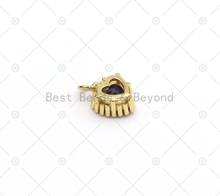 Load image into Gallery viewer, Colorful Big CZ Micro Pave Heart Shape Pendant,18K Gold Filled Heart Charm, Necklace Bracelet Charm, Sku#LK530