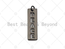 Load image into Gallery viewer, Hollow Out PEACE Bar Pendant, Gold/Silver/Rose Gold/Black Rectangle Dog Tag Pendant, DIY Jewelry Gift, 10x29mm, Sku#ML05