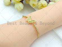 Load image into Gallery viewer, 18K Gold Clear CZ Micro Pave Butterfly Connector, Sku#LK65
