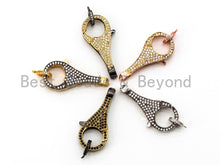 Load image into Gallery viewer, CZ Dual Color Clear Micro Pave Lobster Claw Clasp, 14x33mm, Cubic Zirconia Buckle Clasp/Connector/Link, Beading Supplies, CZ Finding sku#H97