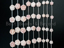 Load image into Gallery viewer, Carved Pink Rose Flower Pearl beads, T99