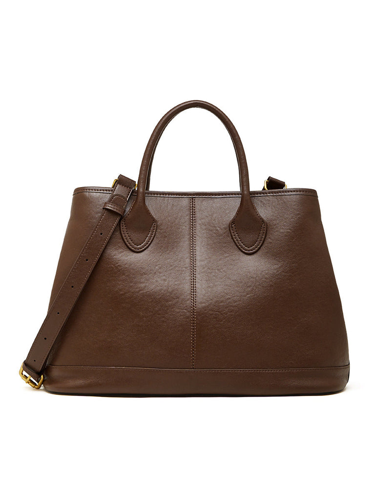 Women's Genuine Leather Tote Crossbody Bag – Top-Grain Cowhide, High-Capacity Everyday Shoulder Bag