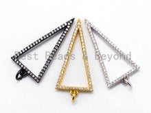 Load image into Gallery viewer, CZ Micro Pave Hollow Triangle Pendant, Cubic Zirconia Pendant Charm, Gold/Silver/Black, 32x16mm, SKU#F220