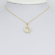 Load image into Gallery viewer, Baguette CZ Gold Round Donut Ring Charm Pendant, Sku#LK1072