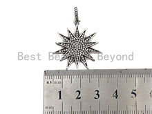 Load image into Gallery viewer, CZ Micro Pave North Star Pendant, Antique Silver Tone,  27x29mm,sku#F997C