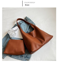 Load image into Gallery viewer, Women's PU Leather Tote Crossbody Shoulder Bag – Everyday Commuter Handbag | Black, Coffee, Brown, Khaki