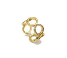 Load image into Gallery viewer, Gold CZ Circle Link Adjustable Ring, Sku#X219