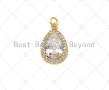 Load image into Gallery viewer, Gold Filled Big Colorful CZ Micro Pave Teardrop Shape Pendant, 18K Gold Filled Teardrop Charm, Necklace Bracelet Pendant,13x21mm,Sku#LK366