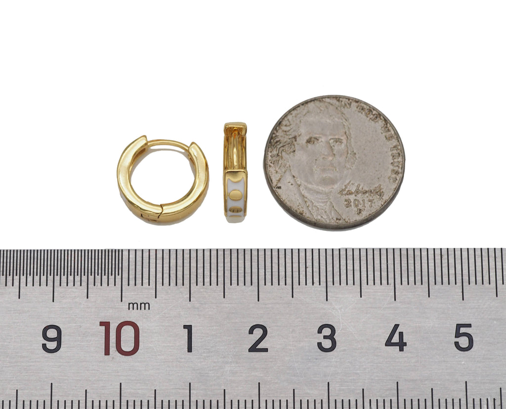 Gold Dots Colorful Enamel Huggie Earring, Y573