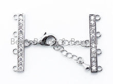 Load image into Gallery viewer, 1set Four Loops CZ Micro Pave Multi-Strands Lobster Claw Clasp, Clear CZ Pave in Gold/Silver/Black Finish, Jewelry Findings,28x6mm,SKU#K29