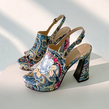 Load image into Gallery viewer, Women's Peep Toe Platform Heels - Thick Sole High Heel Sandals with Buckle Closure