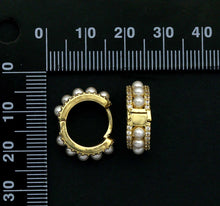 Load image into Gallery viewer, CZ Pearl Huggie Earrings, Sku#B177