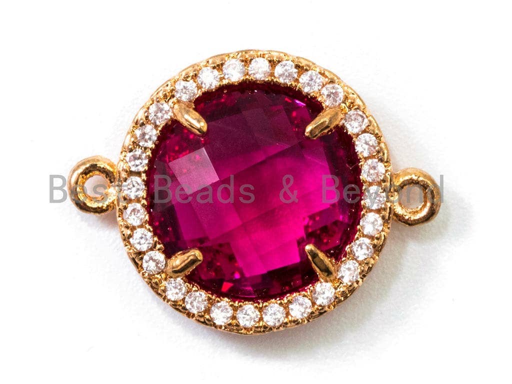 Round Bezel Cnnector with Faceted Glass, 14x19mm, sku#A76