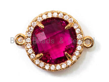 Load image into Gallery viewer, Round Bezel Cnnector with Faceted Glass, 14x19mm, sku#A76