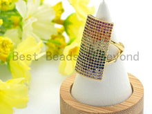 Load image into Gallery viewer, Colorful CZ Rectangle Shape Open Ring, Sku#X62
