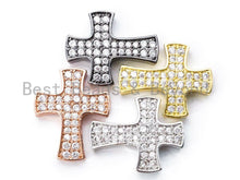 Load image into Gallery viewer, CZ Micro Pave Cross Link Connector, Cubic Zirconia Spacer Beads, 23x19mm, sku# E129C