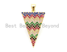 Load image into Gallery viewer, CZ Micro Pave Rainbow Triangle Pendant, Multi Color CZ Pave Beads, Cubic Zirconia Pendant, 18x34mm, sku#F10