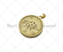Load image into Gallery viewer, Colorful CZ Micro Pave Bee/Elephant/Butterfly On Round Coin Pendant,18K Dainty Gold Medallion Charm,Necklace Bracelet Charm,24x27mm,Sku#JL31