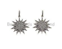 Load image into Gallery viewer, CZ Micro Pave North Star Pendant, Antique Silver Tone,  27x29mm,sku#F997C